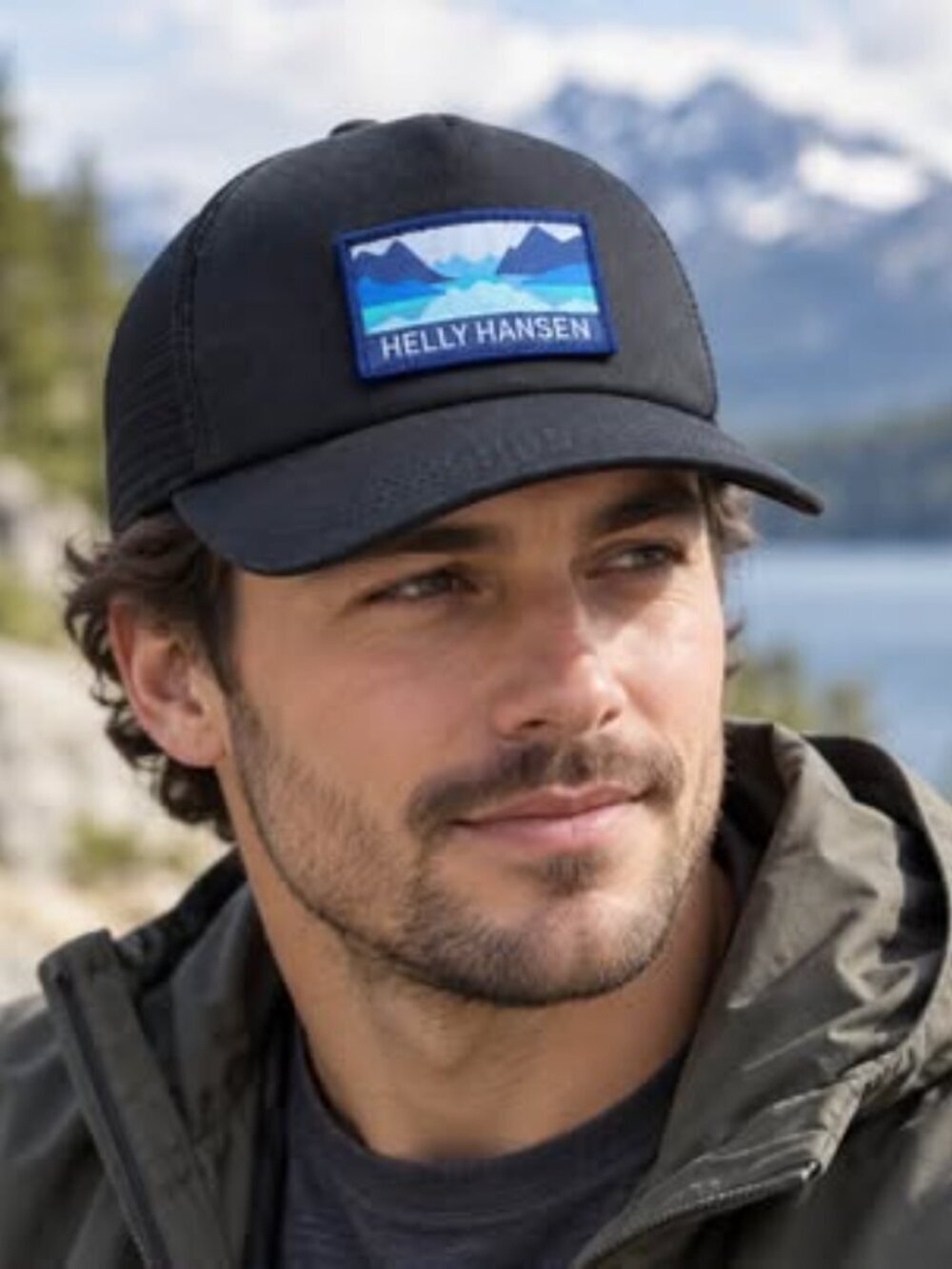 Helly Hansen Trucker Hat Cap One Size Mesh Back Patch Logo Black